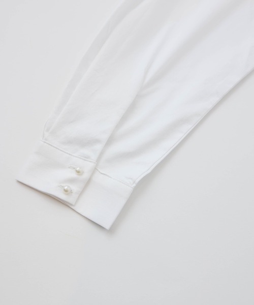 NIMES（ニーム）の「パール釦スタンドタックシャツ（シャツ/ブラウス・レディース・ネイビー/ホワイト/ブルー・FREE）」の7枚目の写真