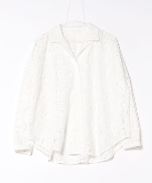 Jines(ジネス)の「フラワーレースオープンカラーシャツ(シャツ/ブラウス・レディース・ホワイト/ネイビー・38)」の18枚目の写真