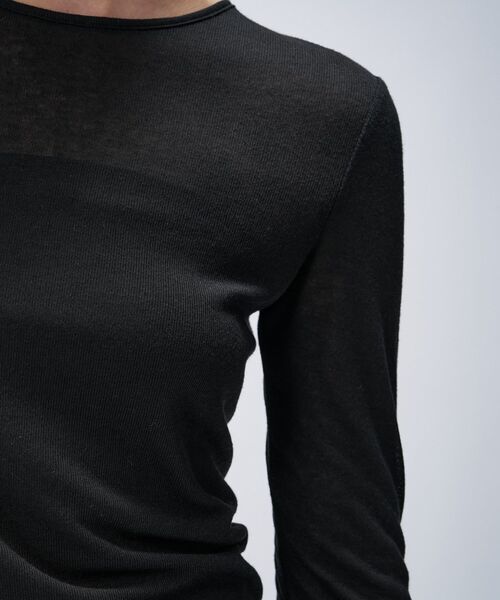 cloenc(クロエンス)の「【手洗い可】シアークルーネックプルオーバー(Tシャツ/カットソー・レディース・オフホワイト/ライトグレー系8/ベージュ系8/ブラック・02)」の13枚目の写真