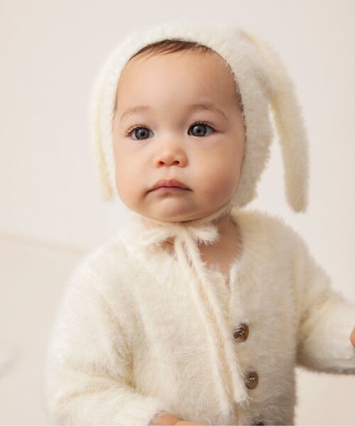 BREEZE（ブリーズ）の「FUN!FAN!ANIMAL　マシュマロカバーオール＆ボンネットセット（ロンパース・キッズ・ブラック/オフホワイト・70/80）」の3枚目の写真