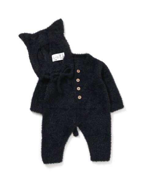 BREEZE（ブリーズ）の「FUN!FAN!ANIMAL　マシュマロカバーオール＆ボンネットセット（ロンパース・キッズ・ブラック/オフホワイト・70/80）」の6枚目の写真