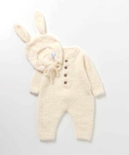 BREEZE（ブリーズ）の「FUN!FAN!ANIMAL　マシュマロカバーオール＆ボンネットセット（ロンパース・キッズ・ブラック/オフホワイト・70/80）」の16枚目の写真