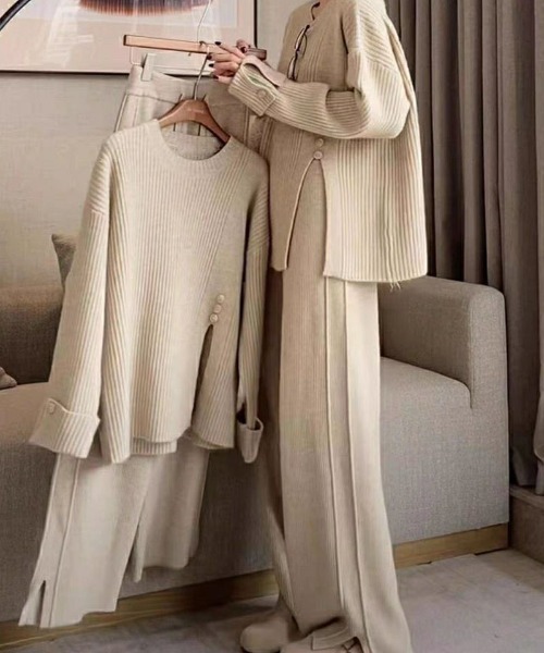 セール】ニットセットアップ レディース 秋冬 2点セット トップス