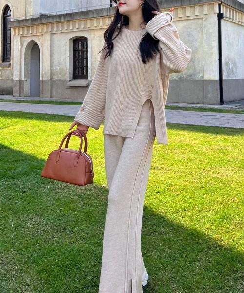 セール】ニットセットアップ レディース 秋冬 2点セット トップス