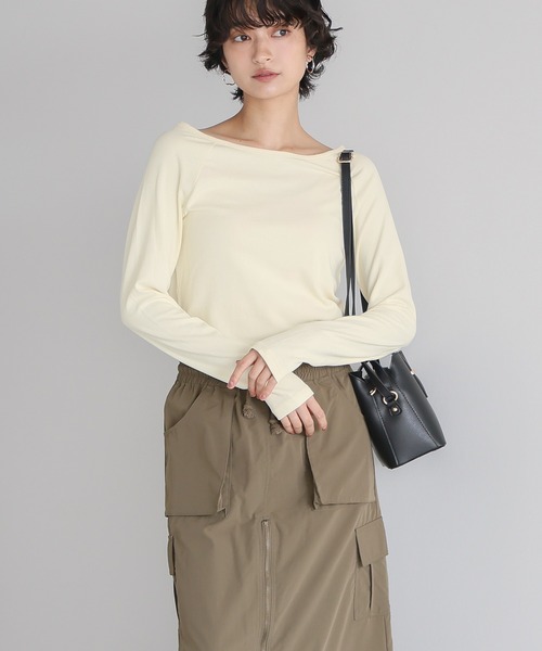 itto...(イット)の「ボートネックリブカットソー(Tシャツ/カットソー・レディース・アイボリー/チャコール・M)」の10枚目の写真