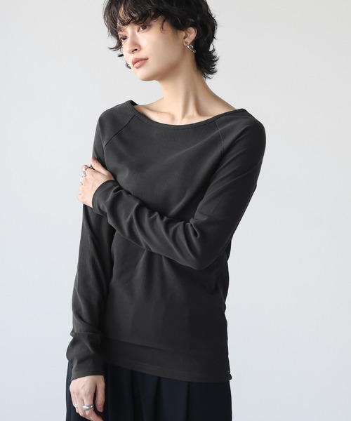 itto...(イット)の「ボートネックリブカットソー(Tシャツ/カットソー・レディース・アイボリー/チャコール・M)」の19枚目の写真