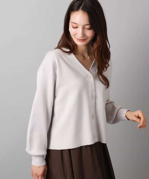 セール】スムース編みVネックニットカーディガン/洗える（カーディガン