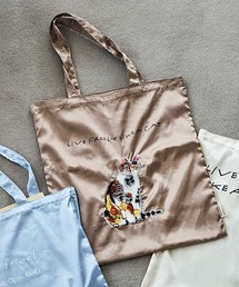 サテン刺繍トート[うちの猫博]
