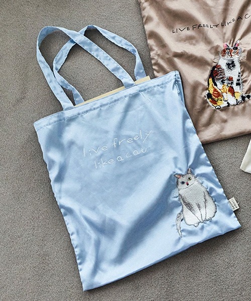 セール】サテン刺繍トート[うちの猫博]（トートバッグ）｜studio CLIP