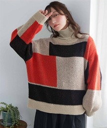 ニット/セーター（オレンジ/橙色系・ストライプ柄）ファッション通販