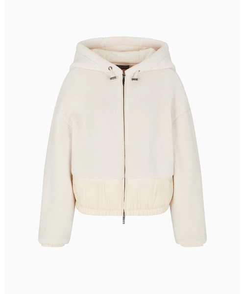 EMPORIO ARMANI（エンポリオアルマーニ）の「【エンポリオ アルマーニ】フード付きジップアップブルゾン シェルパ（ブルゾン・レディース・ホワイト・42/40/38/36）」の5枚目の写真