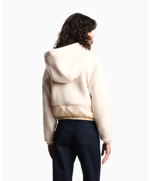 EMPORIO ARMANI（エンポリオアルマーニ）の「【エンポリオ アルマーニ】フード付きジップアップブルゾン シェルパ（ブルゾン・レディース・ホワイト・42/40/38/36）」の3枚目の写真