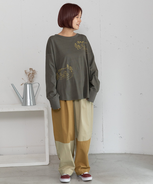 POU DOU DOU（プードゥドゥ）の「スワンレイクプリントロンT（Tシャツ/カットソー・レディース・オートミール/ダークグレー/レッド・M）」の9枚目の写真