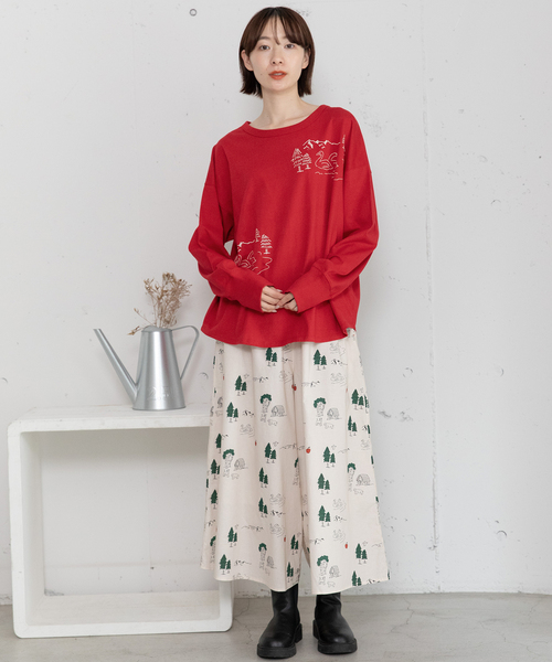 POU DOU DOU（プードゥドゥ）の「スワンレイクプリントロンT（Tシャツ/カットソー・レディース・オートミール/ダークグレー/レッド・M）」の17枚目の写真