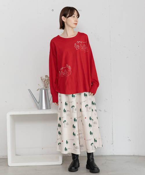 POU DOU DOU（プードゥドゥ）の「スワンレイクプリントロンT（Tシャツ/カットソー・レディース・オートミール/ダークグレー/レッド・M）」の18枚目の写真