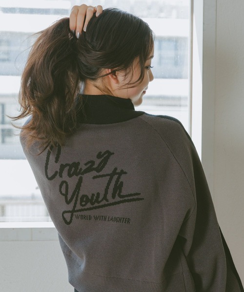 repipi armario（レピピ アルマリオ）の「ハーフZIPラインニット（ニット/セーター・キッズ・チャコールグレー×ブラック/サックスブルー/アイボリー・SMALL/LARGE/MEDIUM）」の9枚目の写真