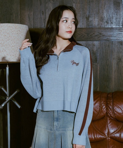 repipi armario（レピピ アルマリオ）の「ハーフZIPラインニット（ニット/セーター・キッズ・チャコールグレー×ブラック/サックスブルー/アイボリー・SMALL/LARGE/MEDIUM）」の13枚目の写真