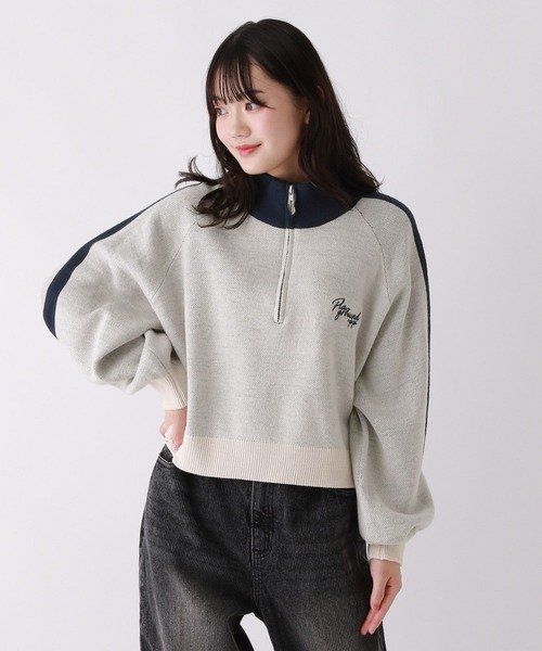 repipi armario（レピピ アルマリオ）の「ハーフZIPラインニット（ニット/セーター・キッズ・チャコールグレー×ブラック/サックスブルー/アイボリー・SMALL/LARGE/MEDIUM）」の20枚目の写真