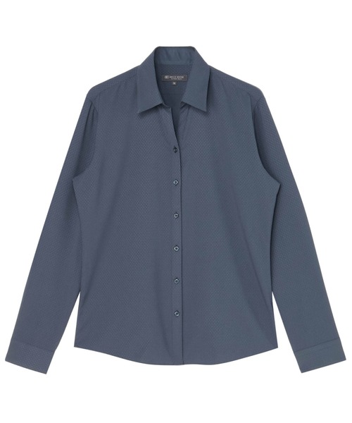 TOKYO SHIRTS(トウキョウシャツ)の「【吸水速乾】【COFREX】形態安定ノンアイロン スキッパー 長袖ビジネスワイシャツ(ビジネスシャツ・レディース・ネイビー・S/M/L/LL/XL)」の1枚目の写真