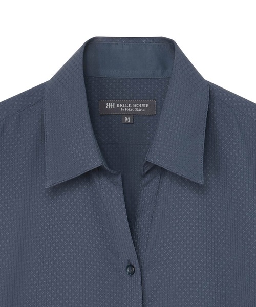 TOKYO SHIRTS(トウキョウシャツ)の「【吸水速乾】【COFREX】形態安定ノンアイロン スキッパー 長袖ビジネスワイシャツ(ビジネスシャツ・レディース・ネイビー・S/M/L/LL/XL)」の3枚目の写真