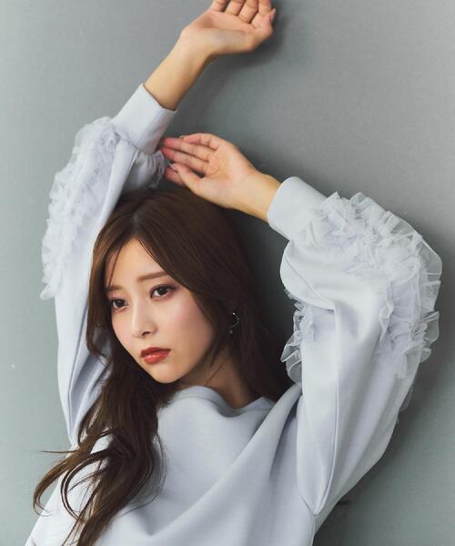 index(インデックス)の「フリルスリーブトップス【洗濯機OK】(Tシャツ/カットソー・レディース・ナチュラル/サックスブルー/ブラック・00)」の5枚目の写真