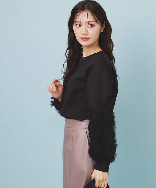 index(インデックス)の「フリルスリーブトップス【洗濯機OK】(Tシャツ/カットソー・レディース・ナチュラル/サックスブルー/ブラック・00)」の8枚目の写真