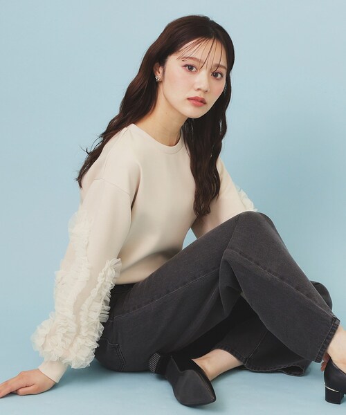 index(インデックス)の「フリルスリーブトップス【洗濯機OK】(Tシャツ/カットソー・レディース・ナチュラル/サックスブルー/ブラック・00)」の13枚目の写真