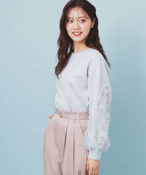 index(インデックス)の「フリルスリーブトップス【洗濯機OK】(Tシャツ/カットソー・レディース・ナチュラル/サックスブルー/ブラック・00)」の16枚目の写真