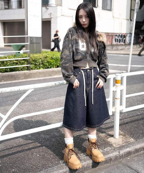 WEGO（ウィゴー）の「WEGO/【25年秋冬新作】リジッドバギーハーフパンツ（デニムパンツ・レディース・インディゴブルー・MEDIUM/SMALL）」の11枚目の写真