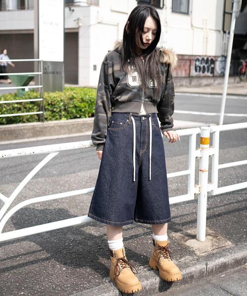 WEGO（ウィゴー）の「WEGO/【25年秋冬新作】リジッドバギーハーフパンツ（デニムパンツ・レディース・インディゴブルー・MEDIUM/SMALL）」の15枚目の写真