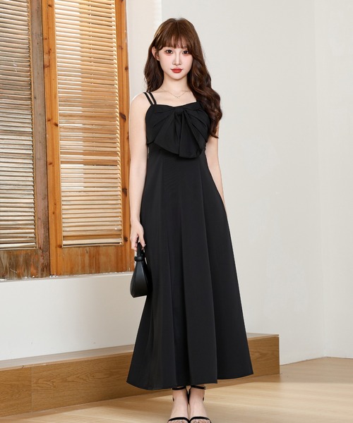 セール】フロント リボン フレア キャミソール ワンピース（ワンピース