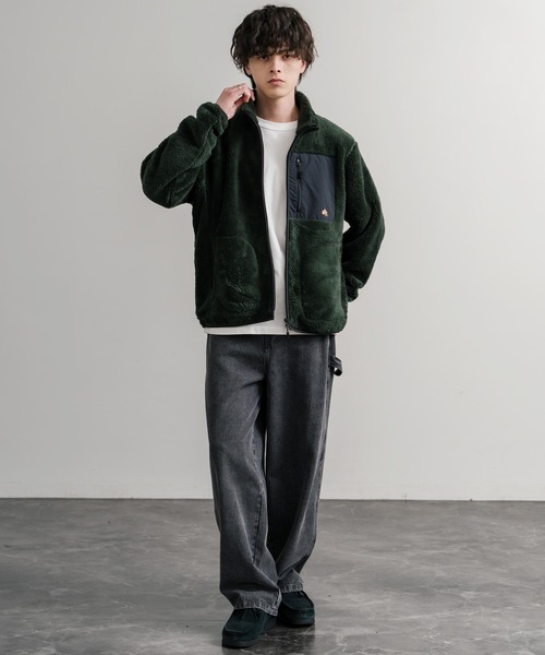 セール】LOGOS ロゴス 裏地付きシャギーボアフリースブルゾン/ワン