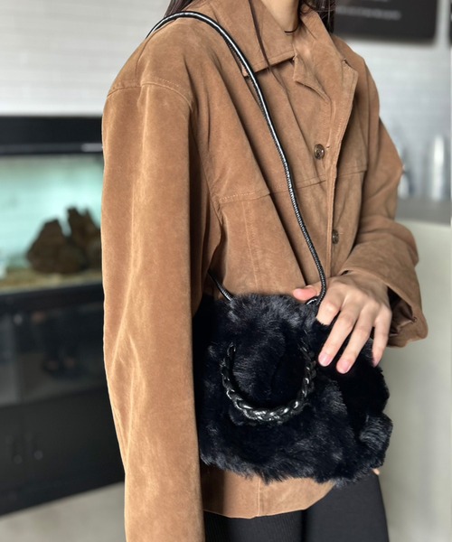 セール】【2WAY】 エコファーバッグ ツイストハンドル ショルダー