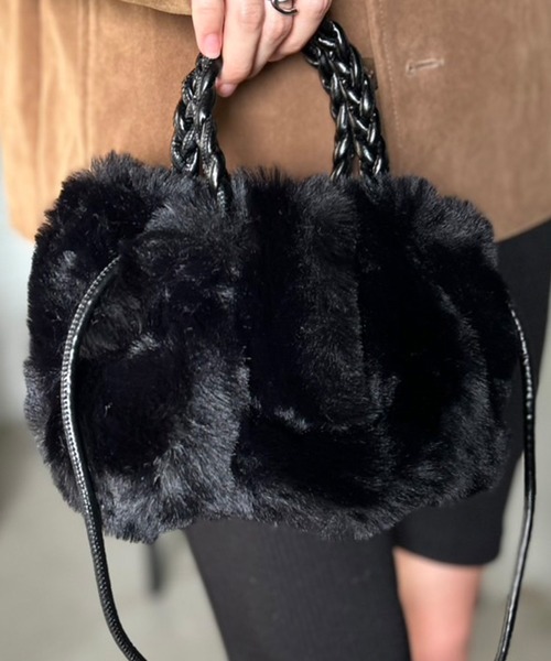 セール】【2WAY】 エコファーバッグ ツイストハンドル ショルダー