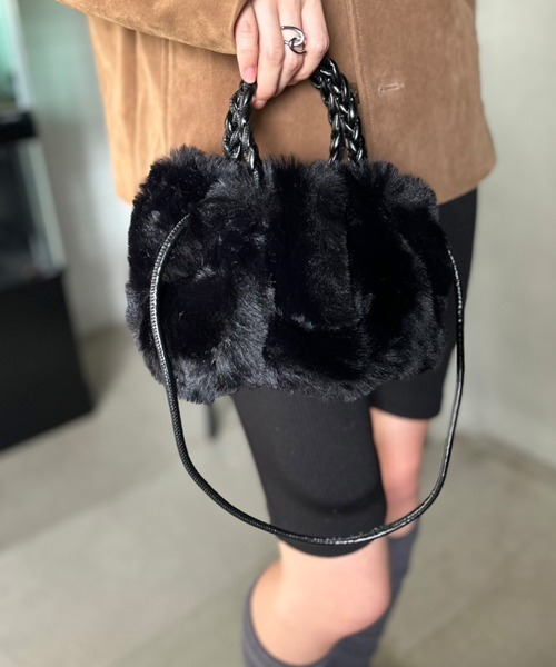 セール】【2WAY】 エコファーバッグ ツイストハンドル ショルダー