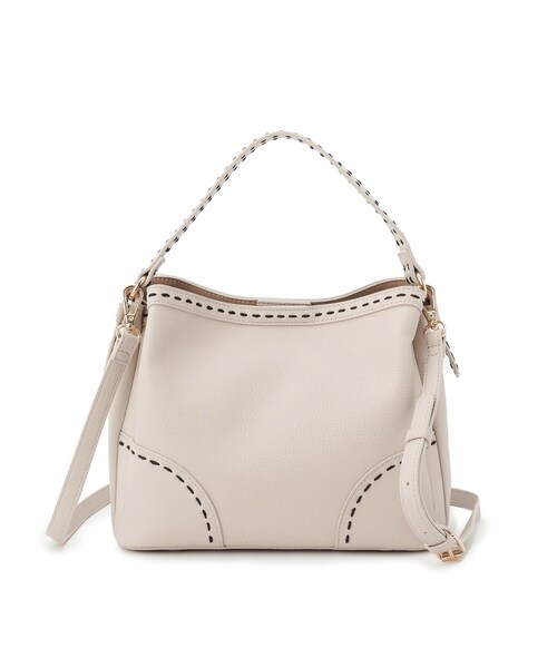 Reflect(リフレクト)の「【収納力◎/付属ストラップあり】バイカラーステッチバッグ(ハンドバッグ・レディース・ブラック/ライトベージュ/ブラウン系その他・00)」の3枚目の写真