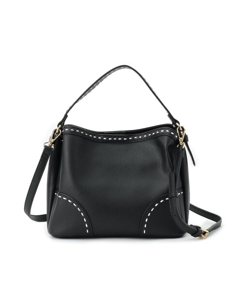 Reflect(リフレクト)の「【収納力◎/付属ストラップあり】バイカラーステッチバッグ(ハンドバッグ・レディース・ブラック/ライトベージュ/ブラウン系その他・00)」の2枚目の写真