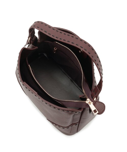 Reflect(リフレクト)の「【収納力◎/付属ストラップあり】バイカラーステッチバッグ(ハンドバッグ・レディース・ブラック/ライトベージュ/ブラウン系その他・00)」の6枚目の写真