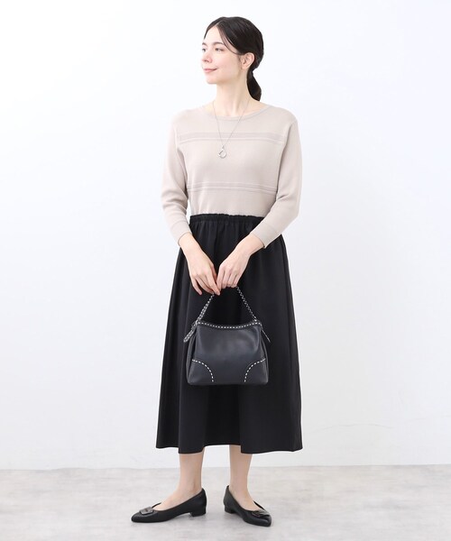 Reflect(リフレクト)の「【収納力◎/付属ストラップあり】バイカラーステッチバッグ(ハンドバッグ・レディース・ブラック/ライトベージュ/ブラウン系その他・00)」の7枚目の写真