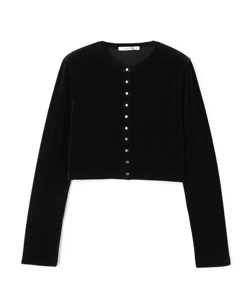 BACCA（バッカ）の「ヘビーベロア ショートカーディガン（カーディガン/ボレロ・レディース・ブラック/ライトベージュ・S）」の2枚目の写真