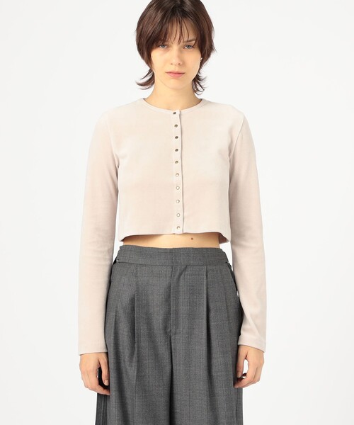 BACCA（バッカ）の「ヘビーベロア ショートカーディガン（カーディガン/ボレロ・レディース・ブラック/ライトベージュ・S）」の6枚目の写真