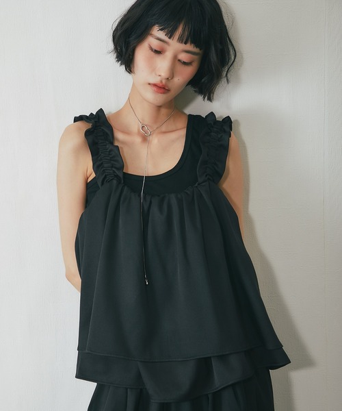 ANOTHER S(アナザーエス)の「【セットアップ対応】フリルビスチェトップス(シャツ/ブラウス・レディース・ブラック/ブラウン/グレー・M)」の10枚目の写真