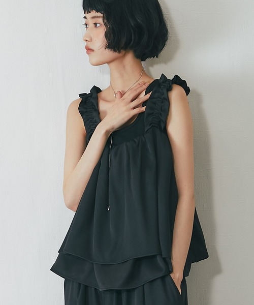 ANOTHER S(アナザーエス)の「【セットアップ対応】フリルビスチェトップス(シャツ/ブラウス・レディース・ブラック/ブラウン/グレー・M)」の11枚目の写真