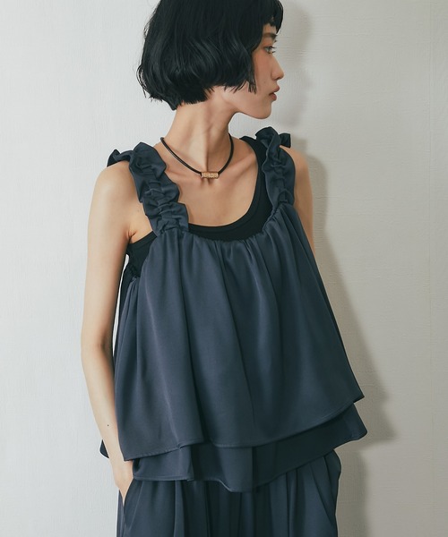 ANOTHER S(アナザーエス)の「【セットアップ対応】フリルビスチェトップス(シャツ/ブラウス・レディース・ブラック/ブラウン/グレー・M)」の18枚目の写真