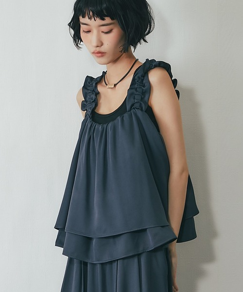 ANOTHER S(アナザーエス)の「【セットアップ対応】フリルビスチェトップス(シャツ/ブラウス・レディース・ブラック/ブラウン/グレー・M)」の14枚目の写真