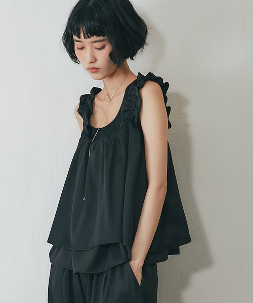 ANOTHER S(アナザーエス)の「【セットアップ対応】フリルビスチェトップス(シャツ/ブラウス・レディース・ブラック/ブラウン/グレー・M)」の7枚目の写真