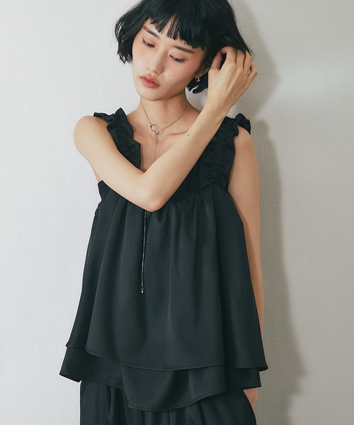 ANOTHER S(アナザーエス)の「【セットアップ対応】フリルビスチェトップス(シャツ/ブラウス・レディース・ブラック/ブラウン/グレー・M)」の6枚目の写真