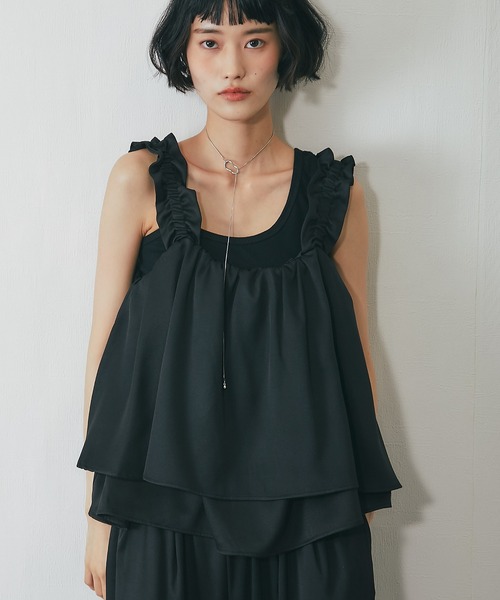 ANOTHER S(アナザーエス)の「【セットアップ対応】フリルビスチェトップス(シャツ/ブラウス・レディース・ブラック/ブラウン/グレー・M)」の5枚目の写真