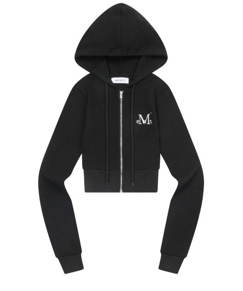 MUCENT(ムセント)の「A'GEM/9 × .kom 『MUCENT/ムーセント』 ZINEW SET UP SLIM FIT CROP HOOD ZIP-UP/スリムフィットクロップジップアップパーカー(パーカー・レディース・グレー/ブラック/ホワイト・FREE)」の6枚目の写真