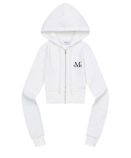 MUCENT(ムセント)の「A'GEM/9 × .kom 『MUCENT/ムーセント』 ZINEW SET UP SLIM FIT CROP HOOD ZIP-UP/スリムフィットクロップジップアップパーカー(パーカー・レディース・グレー/ブラック/ホワイト・FREE)」の4枚目の写真